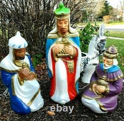 Vintage Blow Molds Nativity Three 3 Wise Men Kings General Foam Christmas