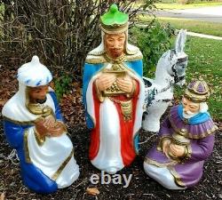 Vintage Blow Molds Nativity Three 3 Wise Men Kings General Foam Christmas