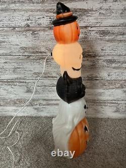 Vintage Blow mold Stacking Halloween Totem Cat, 2 Pumpkins, Skull Ghost Lighted