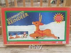 Vintage CIB General Foam Santa Sleigh Reindeer Christmas Blow Mold Light with Box