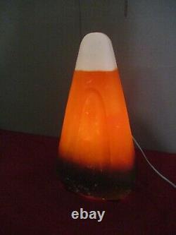 Vintage Candy Corn Orange White BROWN Lighted Halloween Blow Mold Union 17 1/2