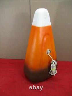 Vintage Candy Corn Orange White BROWN Lighted Halloween Blow Mold Union 17 1/2