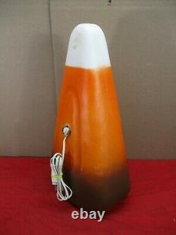 Vintage Candy Corn Orange White BROWN Lighted Halloween Blow Mold Union 17 1/2