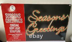 Vintage Chasing Rope Light Sculpture Christmas Seasons Greetings with Control, Box