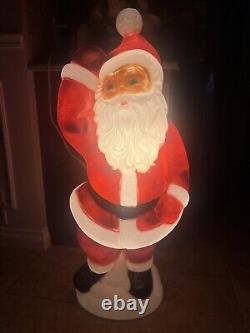 Vintage Christmas 40 General Foam Waving Santa Claus Blue Eyes Blow Mold Light