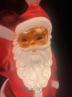 Vintage Christmas 40 General Foam Waving Santa Claus Blue Eyes Blow Mold Light