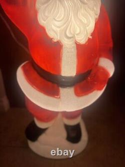 Vintage Christmas 40 General Foam Waving Santa Claus Blue Eyes Blow Mold Light