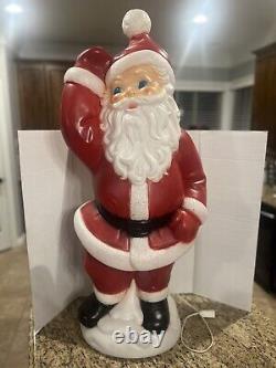 Vintage Christmas 40 General Foam Waving Santa Claus Blue Eyes Blow Mold Light