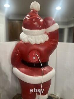 Vintage Christmas 40 General Foam Waving Santa Claus Blue Eyes Blow Mold Light