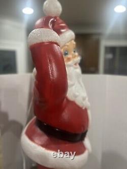 Vintage Christmas 40 General Foam Waving Santa Claus Blue Eyes Blow Mold Light