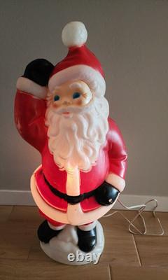 Vintage Christmas 40 General Foam Waving Santa Claus Blue Eyes Blow Mold Light Vintage Christmas 40 General Foam Waving Santa Claus Blue Eyes Blow Mold Light