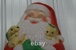 Vintage Christmas 42 TPI Lighted Santa with Puppies Blow Mold Yard Decoration