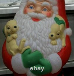 Vintage Christmas 42 TPI Lighted Santa with Puppies Blow Mold Yard Decoration