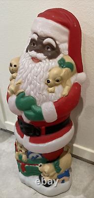 Vintage Christmas 43 Blow Mold African American Santa withPuppies RARE