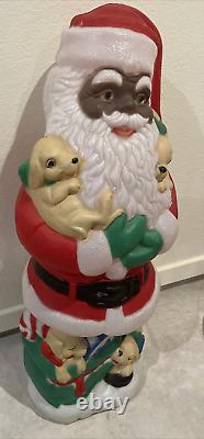 Vintage Christmas 43 Blow Mold African American Santa withPuppies RARE