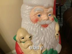 Vintage Christmas 43 TPI Santa with Puppies Blow Mold Yard Decoration