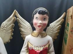 Vintage Christmas Angels Caroler Choir Lighted Boy & Girl Blow Molds 31 w Boxes