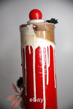 Vintage Christmas Candles Light Up Outdoor yard Display wood base 34 inch