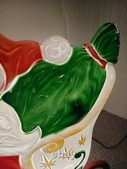 Vintage Christmas Grand Venture Blow Mold Light Up Santa Sleigh and (1) Reindeer