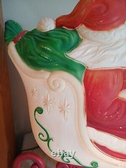 Vintage Christmas Grand Venture Blow Mold Light Up Santa Sleigh and (1) Reindeer