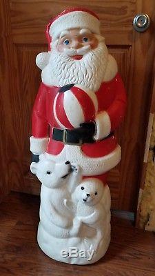 Vintage Christmas TPI 37 Santa with Polar Bear Seal Blow Mold Yard Decor HTF