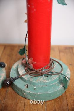 Vintage Christmas lighted candles yard lamps Decor Display red lights antique Vintage Christmas lighted candles yard lamps Decor Display red lights antique
