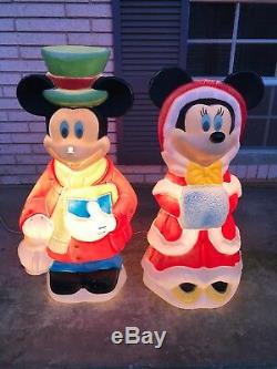Vintage Disney Santa's Best Mickey & Minnie Mouse Lighted Christmas Yard Mold
