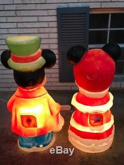 Vintage Disney Santa's Best Mickey & Minnie Mouse Lighted Christmas Yard Mold