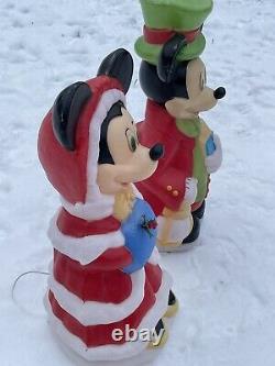 Vintage Disney Santa's Best Mickey and Minnie Mouse Christmas Blow Molds 33 1/2
