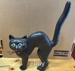 Vintage Don Featherstone Black Cat Blow Mold Yellow Eyes Halloween Outdoor Decor