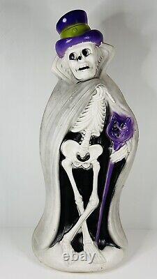 Vintage Don Featherstone Blow Mold Halloween Skeleton Cape Top Hat 33 Inch