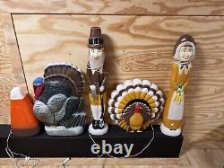 Vintage Don Featherstone Thanksgiving Blow Molds 5 PCS Turkey, CandyCorn, Pilgrims