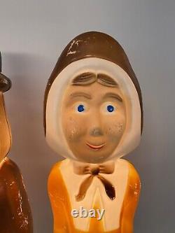 Vintage Don Featherstone Thanksgiving Pilgrim Couple Blow Molds WithOrig Cords