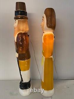 Vintage Don Featherstone Thanksgiving Pilgrim Couple Blow Molds WithOrig Cords