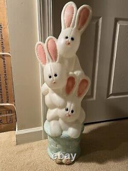 Vintage Drainage Industries (3) Tier Easter Bunny Stack Blow Mold 32 Tall