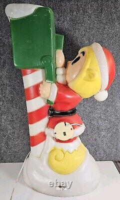 Vintage ELF in MAILBOX & Candy Cane Lighted Christmas Blow Mold 34 READ DESCR