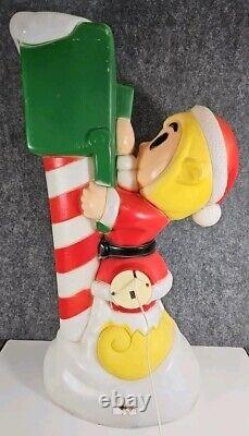 Vintage ELF in MAILBOX & Candy Cane Lighted Christmas Blow Mold 34 READ DESCR