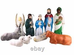 Vintage EMPIRE 10 Piece Blow Mold Nativity Set Christmas Holiday Tallest is 23