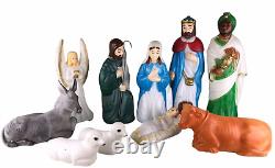 Vintage EMPIRE 10 Piece Blow Mold Nativity Set Christmas Holiday Tallest is 23