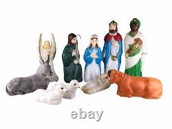 Vintage EMPIRE 10 Piece Blow Mold Nativity Set Christmas Holiday Tallest is 23