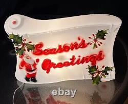 Vintage EMPIRE 1976 Seasons Greetings Scroll Blow Mold 17 Santa Christmas RARE