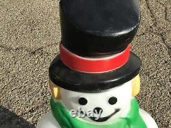 Vintage EMPIRE Lighted CHRISTMAS FROSTY SNOWMAN Blow Mold Green Scarf Yard Decor