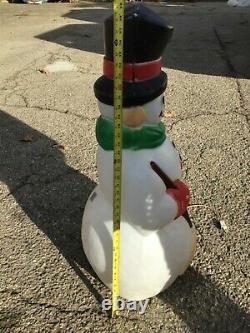 Vintage EMPIRE Lighted CHRISTMAS FROSTY SNOWMAN Blow Mold Green Scarf Yard Decor