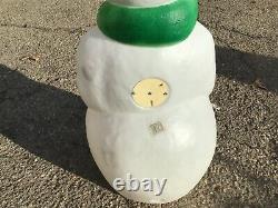 Vintage EMPIRE Lighted CHRISTMAS FROSTY SNOWMAN Blow Mold Green Scarf Yard Decor