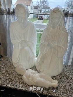 Vintage Empire 28 Nativity Mary Joseph & Jesus White Blow Mold Set TESTED WORKS