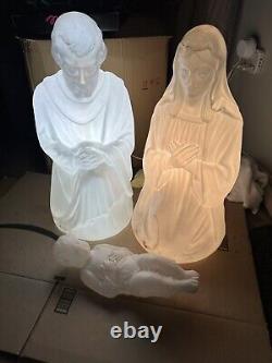 Vintage Empire 28 Nativity Mary Joseph & Jesus White Blow Mold Set TESTED WORKS