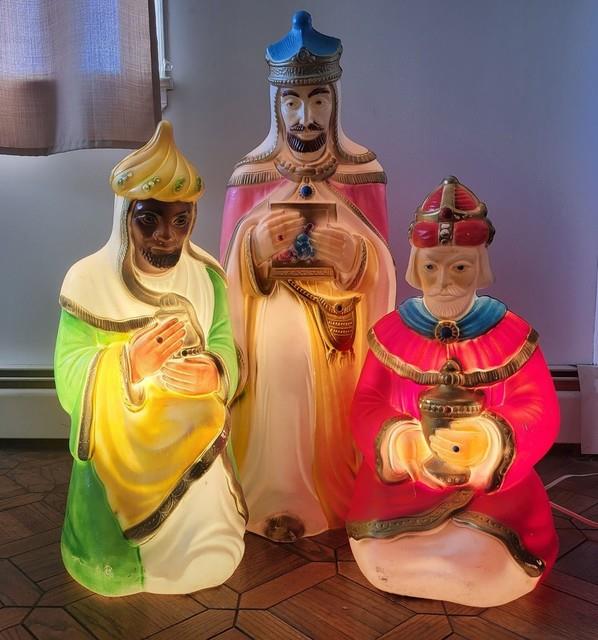 Vintage Empire 3 Wise Men Blow Mold Nativity Set 1980s Lights Work With Box Usa