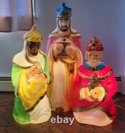Vintage Empire 3 Wise Men Blow Mold Nativity Set 1980s Lights Work with Box USA