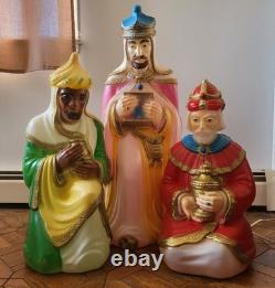 Vintage Empire 3 Wise Men Blow Mold Nativity Set 1980s Lights Work with Box USA Vintage Empire 3 Wise Men Blow Mold Nativity Set 1980s Lights Work with Box USA