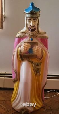 Vintage Empire 3 Wise Men Blow Mold Nativity Set 1980s Lights Work with Box USA